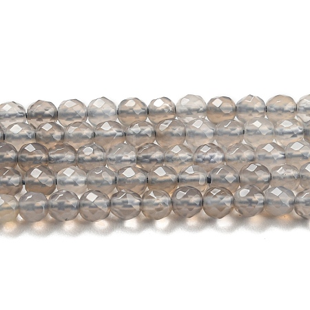 Natural Grey Agate Beads Strands G-Q004-B01-01-1