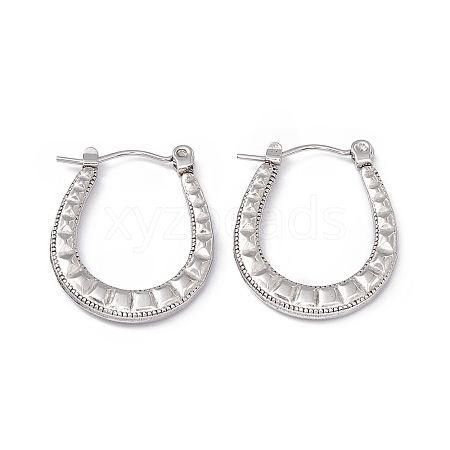 Non-Tarnish 304 Stainless Steel Horseshoe Hoop Earrings for Women EJEW-B018-05P-1