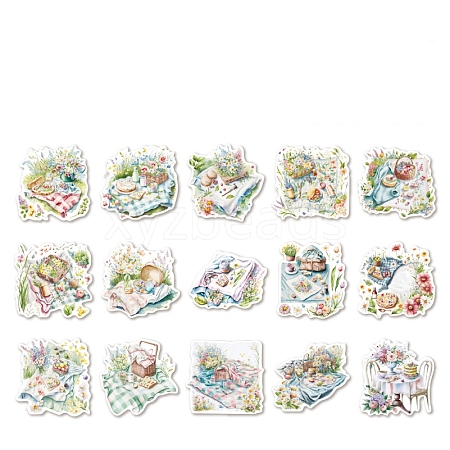 30Pcs Picnic Theme Paper Self-Adhesive Stickers PW-WG95360-03-1