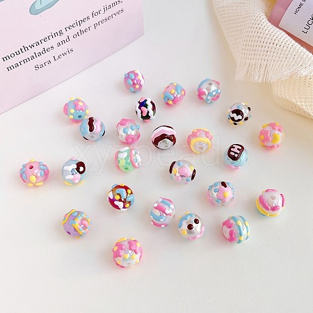 Opaque Acrylic Beads with Enamel OACR-H028-B12-1