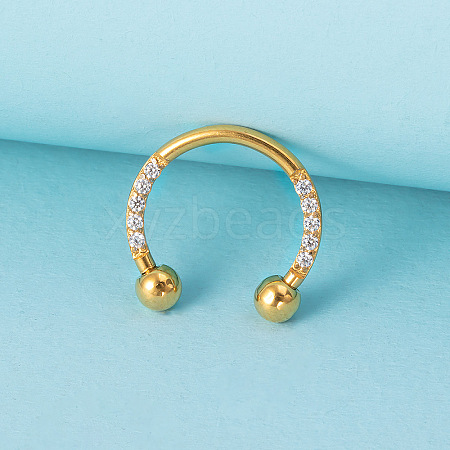 316L Surgical Stainless Steel Micro Pave Clear Cubic Zirconia Circular/Horseshoe Barbell Nose Rings WG07D83-03-1
