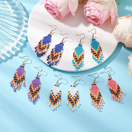 Bohemian Glass Seed Beads Dangle Earrings EJEW-MZ00338-1