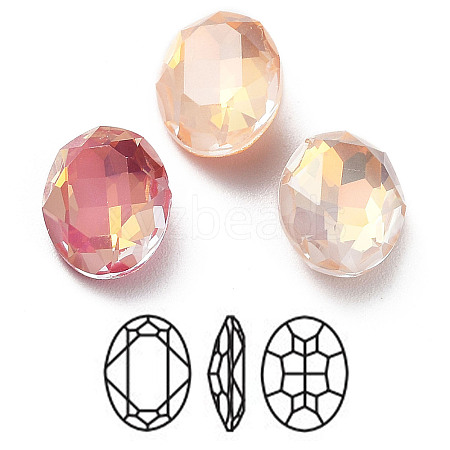 Electroplate K9 Glass Rhinestone Cabochons RGLA-M016-D01-AM-1