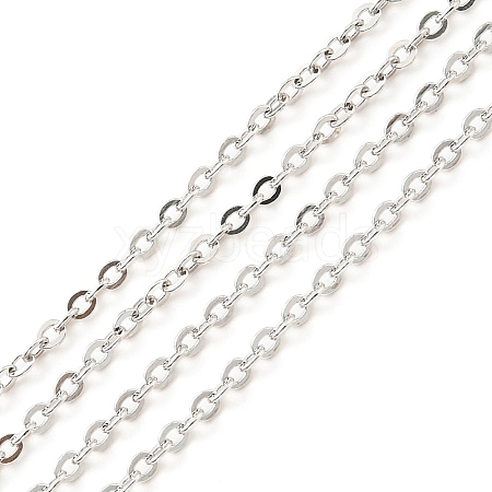 Anti-Tarnish Rhodium Plated 925 Sterling Silver Flat Cable Chains STER-F052-04P-1