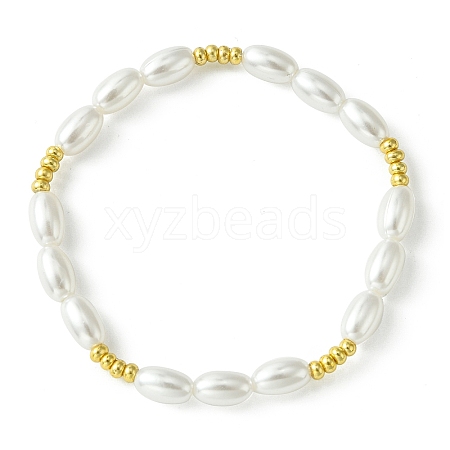 ABS Plastic Imitation Pearl Rice Beaded Stretch Bracelets for Women BJEW-JB10577-1