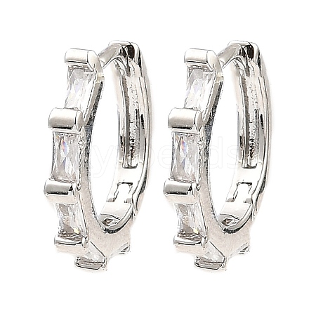 Brass Micro Pave Cubic Zirconia Hoop Earrings EJEW-D078-06P-1