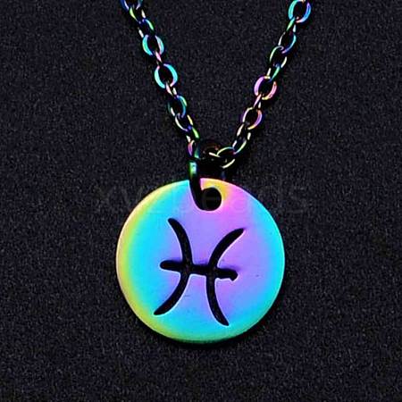 Rainbow Color Titanium Steel Constellation Pendant Necklace for Women ZODI-PW0001-039L-1