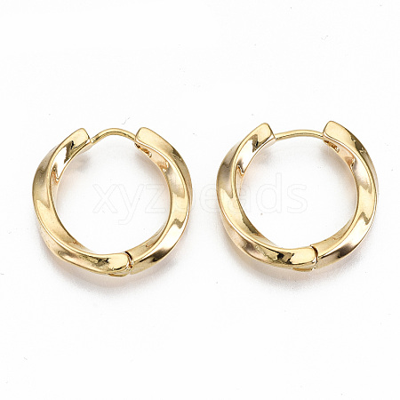 Brass Huggie Hoop Earrings KK-T062-45G-NF-1