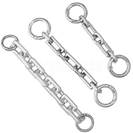 CHGCRAFT 3Pcs 3 Style Zinc Alloy & Acrylic Bag Extender Cable Chains FIND-CA0007-74-1