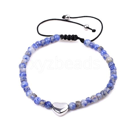 Natural Blue Spot Jasper Braided Beaded Bracelets PW-WG7DEFA-07-1