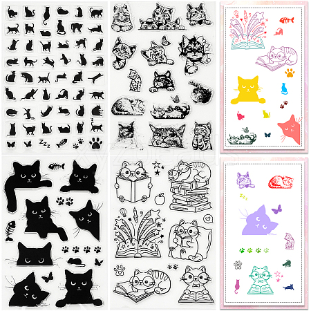 CRASPIRE 4 Sheets 4 Styles PVC Plastic Stamps DIY-CP0010-10-1