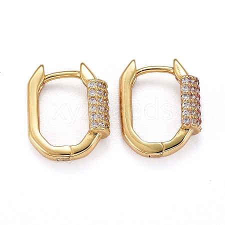 Brass Micro Pave Clear Cubic Zirconia Huggie Hoop Earrings ZIRC-H109-01G-1