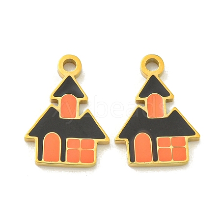 Halloween Theme Ion Plating(IP) 304 Stainless Steel Enamel Pendants STAS-M011-01E-1