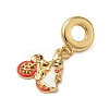 Rack Plating Brass Red Enamel European Dangle Charms KK-P279-40G-2