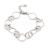 Non-Tarnish 304 Stainless Steel Oval & Rhombus Link Chain Bracelets for Women BJEW-K249-01P-1