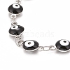 Enamel Oval with Evil Eye Link Chains Bracelet BJEW-P271-04P-03-2