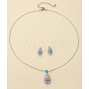 Brass Micro Pave Cubic Zirconia Pendant Necklaces & Stud Earrings Sets FS-WGE5CB1-01-1