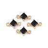 Brass Pave Glass Rhombus Links Connector Charms GLAA-Q088-001H-1