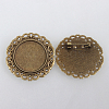 Vintage Alloy Brooch Cabochon Bezel Settings X-PALLOY-N0085-53AB-NF-2