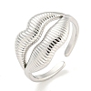 Non-Tarnish 304 Stainless Steel Lip Open Cuff Ring for Women RJEW-A043-20P-1