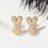 Brass Micro Pave Cubic Zirconia Stud Earrings EJEW-Z091-04G-Y-5