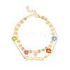 Constellation Alloy & Glass Seed Beads Double Layer Colorful Flower Anklets PW-WGA6E00-06-1