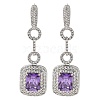 Brass Micro Pave Cubic Zirconia Dangle Stud Earrings EJEW-H014-15P-09-1