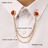 304 Stainless Steel & Dyed Stone Round Hanging Chain Brooch JEWB-S021-01G-03-1