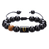 Adjustable Natural Tiger Eye and Glass Beaded Braided Bead Bracelets for Men Women FS-WGD7D76-21-1