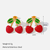 304 Stainless Steel Enamel Stud Earrings for Women WGA375D-02-1