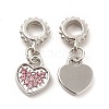 Rack Plating Alloy Rhinestone European Dangle Charms PALLOY-P289-14P-03-1