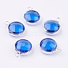 Silver Color Plated Brass Glass Flat Round Charms X-GLAA-M003-A-05S-1
