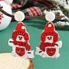 Christmas Style Beaded Earrings with Snowman Pattern and Glass Beads LN7721-1-1