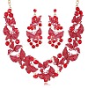 Alloy Enamel & Rhinestone Pendant Necklaces & Stud Dangle Earrings FS-WG46FE4-05-2