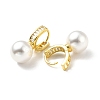 Plastic Pearl Dangle Stud Earrings with Clear Cubic Zirconia EJEW-A070-18G-2