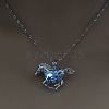 Alloy Horse Cage Pendant Necklace with Synthetic Luminous Stone LUMI-PW0001-002P-B-1