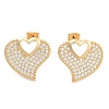 Brass Micro Pave Clear Cubic Zirconia Stud Earrings EJEW-U005-12A-G-1