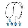 Dyed Natural Banded Agate Heart Pendant Necklaces NJEW-G166-01C-1