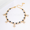 Elegant Brass Double Layer Oval Charm Anklets for Women QI5585-1