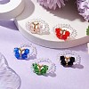 Butterfly Glass Stretch Rings for Women RJEW-JR00770-5