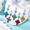 Cross Glass & Resin Pendant Decoration HJEW-MZ00073-2