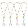 Teardrop Glass & Acrylic Flower Car Mirror Pendant Decorations HJEW-DR00051-1
