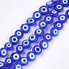 Handmade Evil Eye Lampwork Beads Strands X-LAMP-S191-02B-12-2