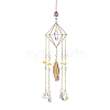 Glass Teardrop Pendant Decorations AJEW-Q143-05-3