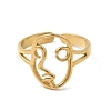 Ion Plating(IP) 304 Stainless Steel Abstract Face Open Cuff Ring for Women RJEW-E066-06G-2