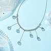 Glass Teardrop Charms Necklaces NJEW-TA00149-2