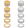 10Pcs 10 Styles Iron & Rhinestone Finger Rings for Women RJEW-UN0003-08-1