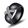 Cross Brass Micro Pave Clear Cubic Zirconia with Porcelain Finger Rings FS-WG0A171-11-1