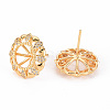 Brass Micro Pave Clear Cubic Zirconia Stud Earrings Findings KK-T062-128G-NF-2