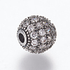 Brass Micro Pave Cubic Zirconia Beads ZIRC-E134-8mm-04-3